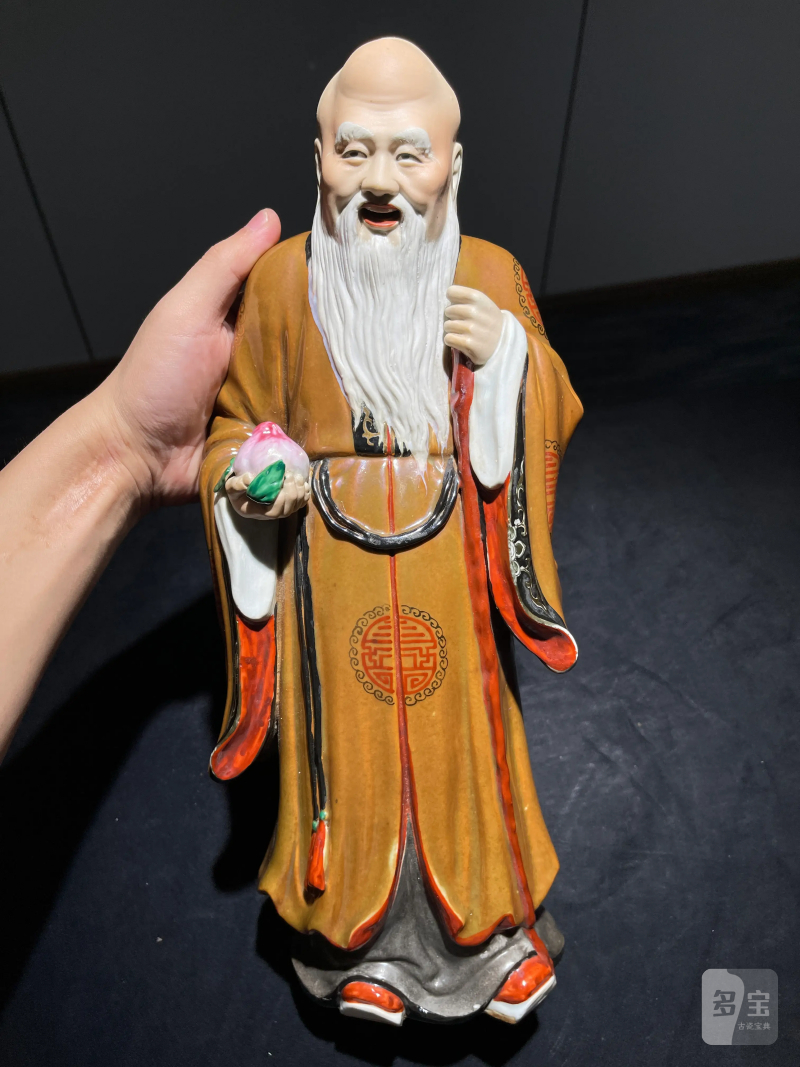 50年代 粉彩寿星瓷塑 - 图2